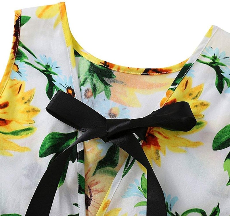 CM-Kid Little Girls Summer Dress Kid Floral Sleeveless Sunflower Sundress Girl Clothes 4-5 Years - Image 3